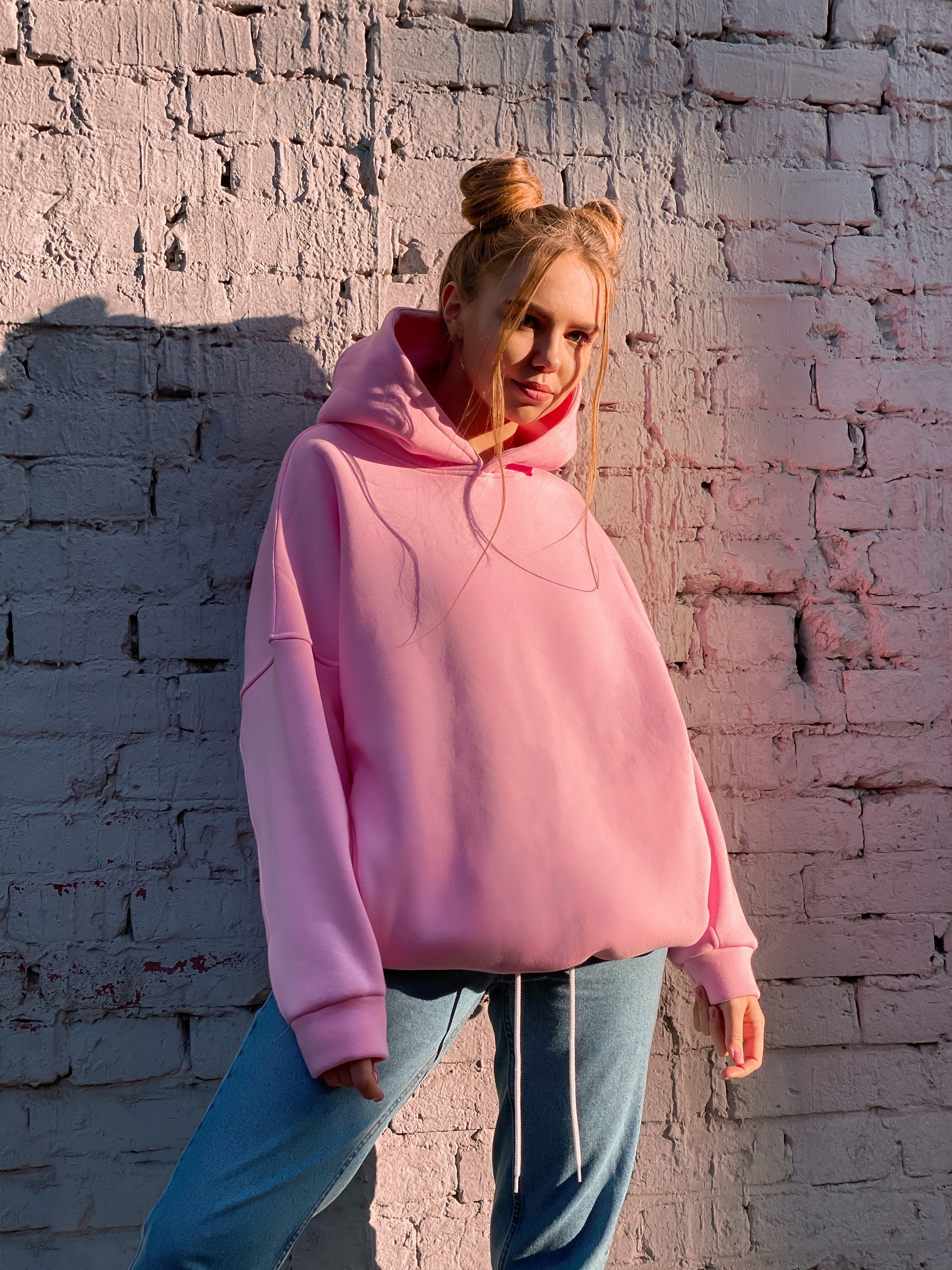 Oversized light pink outlet hoodie